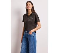 Street One Frauen Kurzarm Poloshirt mit Glitzer in Braun, Gr: 40