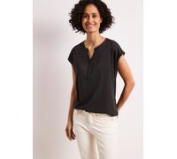 T-Shirt STREET ONE, Damen, Gr. 40, espresso braun, Web, 50% Modal, 50% Baumwolle, unifarben, normal normal, Rundhals, abgesteppt, Shirts T-Shirt, mit geschlitztem Rundhalsausschnitt (56933149-40) espr