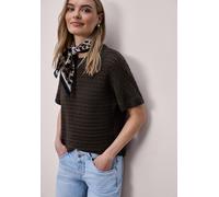 T-Shirt STREET ONE, Damen, Gr. 40, espresso braun, Web, 88% Baumwolle, 12% Polyester, unifarben, normal normal, Rundhals, abgesteppt, Shirts T-Shirt, im soften Baumwoll-Mix (28175764-40) espresso brau