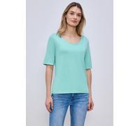T-Shirt STREET ONE, Damen, Gr. 40, misty mint, Web, 50% Modal, 50% Baumwolle, unifarben, normal normal, V-Ausschnitt, Bündchen, Shirts T-Shirt, mit V-Ausschnitt (60772463-40) misty mint