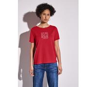Street One T-Shirt Damen mit Wording - bedruckt, Rundhals, 80% Polyester/20% Viskose - rot Größe 40