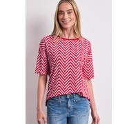 Street One Frauen T-Shirt mit Rundhals und All-over-Print in Rot, Gr: 40