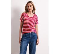 Street One Frauen T-Shirts mit rounded V-Neck im 2er-Pack in Rot, Gr: 40