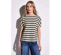 STREET ONE Damen A323143 Gestreiftes Strukturshirt, Black, 40