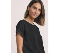 T-Shirt STREET ONE, Damen, Gr. 40, schwarz, Stoff, Obermaterial: 100% Polyester. Innentop: 95% Viskose, 5% Elasthan, unifarben, regular fit normal, U-Boot-Ausschnitt, abgesteppt, Shirts T-Shirt, 2in1 