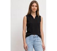 T-Shirt STREET ONE, Damen, Gr. 40, schwarz, Web, 97% Baumwolle, 3% Elasthan, unifarben, comfort fit normal, hoch geschlossener Ausschnitt, normaler Saum, Shirts T-Shirt, mit Rippstrick-Struktur (70471
