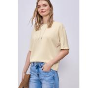T-Shirt STREET ONE, Damen, Gr. 40, smoke beige, Stoff, 46% Modal, 46% Polyester, 8% Elasthan, unifarben, normal normal, U-Boot-Ausschnitt, abgesteppt, Shirts T-Shirt, im Silk Look (73313267-40) smoke
