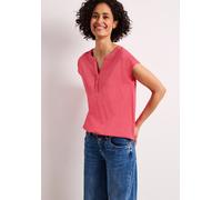 T-Shirt STREET ONE, Damen, Gr. 40, striking coral, Web, 50% Modal, 50% Baumwolle, unifarben, normal normal, Rundhals, abgesteppt, Shirts T-Shirt, mit geschlitztem Rundhalsausschnitt (21059756-40) stri