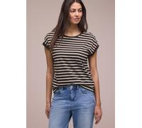 Street One Frauen Dropped Shoulder Shirt mit Streifen in Braun, Gr: 42