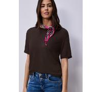 Street One Frauen T-Shirt mit Rundhals im Strick-Look in Braun, Gr: 42