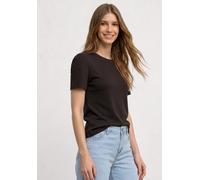 T-Shirt STREET ONE, Damen, Gr. 42, espresso braun, Web, 50% Modal, 50% Baumwolle, unifarben, regular fit normal, Rundhals, abgesteppt, Shirts T-Shirt, im soften Baumwoll-Mix (27535927-42) espresso bra