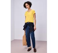 Street One Frauen Basic T-Shirt mit V-Neck in Gelb, Gr: 42