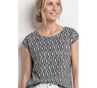 Shirttop STREET ONE, Damen, Gr. 42, clay sand, Jersey, Obermaterial: 65% Polyester, 35% Viskose, gemustert, tailliert hüftbedeckend, Rundhals, abgesteppte Kante, Tops Shirttop, Sommershirt im Ausbrenn