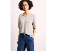 Street One T-Shirt Damen Strick-Look V-Ausschnitt 60% Viskose/40% Polyester Beige Gr. 42