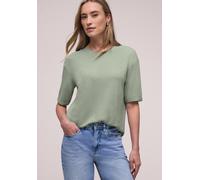 Street One Frauen T-Shirt mit Rundhals im Strick-Look in Grün, Gr: 42