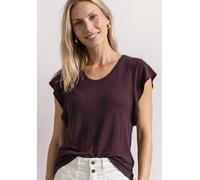 Street One Frauen Shirt mit kurzen Volant-Ärmeln in Rot, Gr: 42