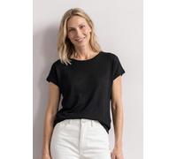 Street One Frauen Dropped Shoulder Shirt mit Rundhals in Schwarz, Gr: 42