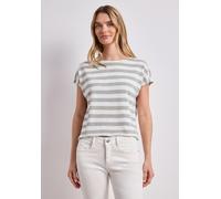 Street One Frauen Dropped Shoulder Shirt mit Streifen und Glitzer in Beige, Gr: 42