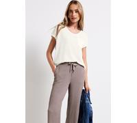 Street One Damen A323384 Leinen-Look T-Shirt, Off White, 42