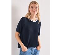 Street One Frauen T-Shirt im Strick-Look mit Rundhals in Blau, Gr: 44