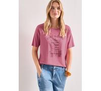 T-Shirt STREET ONE, Damen, Gr. 44, blush berry, Stoff, 50% Modal, 50% Baumwolle, bedruckt, comfort fit normal, Rundhals, normaler Saum, Shirts T-Shirt, mit Rundhalsausschnitt (12776251-44) blush berry
