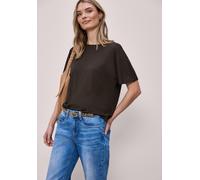 Street One Frauen Basic T-Shirt mit Dropped Shoulders in Braun, Gr: 44