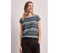 T-Shirt STREET ONE, Damen, Gr. 44, deep bound grün, Stoff, 68% Polyester, 31% Viskose, 1% Metalfaser, Jacquardmuster, regular fit normal, abgesteppt, Shirts T-Shirt, aus softem Materialmix (64208463-4