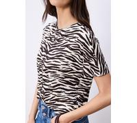 Street One Damen Kurzarm-Shirt mit Rundhals und Zebra-Print, Viskose-Elasthan, Espresso Braun Gr. 44