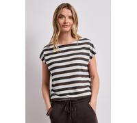 Street One Frauen Dropped Shoulder Shirt mit Streifen und Glitzer in Braun, Gr: 44