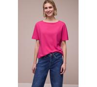 T-Shirt STREET ONE, Damen, Gr. 44, magenta dream, Stoff, 65% Viskose, 32% Polyester, 3% Elasthan, unifarben, comfort fit normal, U-Boot-Ausschnitt, normaler Saum, Shirts T-Shirt, mit U-Boot-Ausschnitt