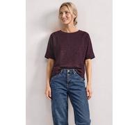 T-Shirt STREET ONE, Damen, Gr. 44, rustic rouge, Web, 48% Baumwolle, 48% Modal, 4% Elasthan, normal normal, Rundhals, abgesteppt, Shirts T-Shirt, mit Leomuster (59632543-44) rustic rouge