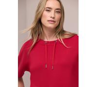 Sweatshirt STREET ONE, Damen, Gr. 44, salsa rot, Sweatware, Obermaterial: 46% Modal, 46% Polyester, 8% Elasthan, unifarben, lässig geschnitten hüftbedeckend, Rundhals, abgerundeter Saum, Sweatshirts S