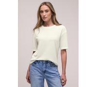 T-Shirt STREET ONE, Damen, Gr. 44, sanftes weiß, Stoff, 60% Viskose, 40% Polyester, unifarben, normal normal, Rundhals, abgesteppt, Shirts T-Shirt, aus softer Viskose (45537807-44) sanftes weiß