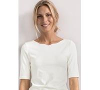 T-Shirt STREET ONE, Damen, Gr. 44, sanftes weiß, Web, Obermaterial: 50% Baumwolle, 50% Modal. Futter: 100% Baumwolle, unifarben, comfort fit normal, U-Boot-Ausschnitt, normaler Saum, Shirts T-Shirt, i