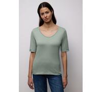 T-Shirt STREET ONE, Damen, Gr. 44, schwarz mint grün, Web, 50% Modal, 50% Baumwolle, unifarben, normal normal, V-Ausschnitt, Bündchen, Shirts T-Shirt, mit V-Ausschnitt (67467614-44) schwarz mint grün
