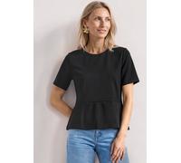 T-Shirt STREET ONE, Damen, Gr. 44, schwarz, Stoff, 48% Polyester, 48% Viskose, 4% Elasthan, unifarben, comfort fit normal, Rundhals, normaler Saum, Shirts T-Shirt, mit Rundhalsausschnitt (59576909-44)