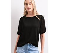 Street One Frauen 2-in-1 Shirt aus Mesh mit U-Boot-Ausschnitt in Schwarz, Gr: 44
