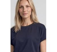 T-Shirt STREET ONE, Damen, Gr. 44, schwarzest blau, Stoff, 46% Modal, 46% Polyester, 8% Elasthan, unifarben, regular fit normal, Rundhals, abgesteppt, Shirts T-Shirt, im Silk Look (51297661-44) schwar