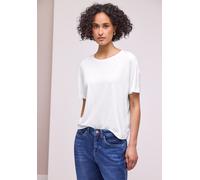 T-Shirt STREET ONE, Damen, Gr. 44, weiß, Stoff, 95% Viskose, 5% Elasthan, unifarben, comfort fit normal, Rundhals, normaler Saum, Shirts T-Shirt, mit Rundhalsausschnitt (25773159-44) weiß