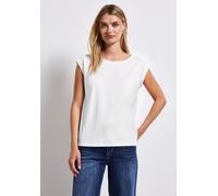 T-Shirt STREET ONE, Damen, Gr. 44, weiß, Web, 100% Baumwolle, unifarben, gerade normal, Rundhals, Bündchen, Shirts T-Shirt, aus reiner Baumwolle (71857737-44) weiß