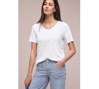 Street One Frauen Basic T-Shirt mit V-Neck in Weiß, Gr: 44