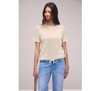 Street One Frauen Kurzarm Shirt mit Strukturstreifen in Beige, Gr: 46