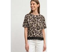 Street One Frauen T-Shirt mit Rundhals und Spitze in Beige, Gr: 46
