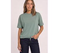 T-Shirt STREET ONE, Damen, Gr. 46, eucalyptus grün, Stoff, 46% Modal, 46% Polyester, 8% Elasthan, unifarben, normal normal, Rundhals, abgesteppt, Shirts T-Shirt, mit Elastiksaum und Tunnelzug (6786723