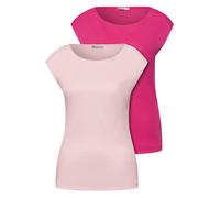 T-Shirt STREET ONE, Damen, Gr. 46, magenta dream, minimal rose, Web, 50% Baumwolle, 50% Modal, unifarben, normal normal, U-Boot-Ausschnitt, abgesteppt, Shirts T-Shirt, mit U-Boot-Ausschnitt (85016115-