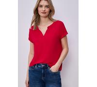 Street One Frauen T-Shirt mit Split Neck und Elastiksaum in Rot, Gr: 46