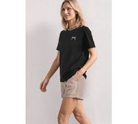 T-Shirt STREET ONE, Damen, Gr. 46, schwarz, Stoff, 48% Polyester, 48% Viskose, 4% Elasthan, unifarben, comfort fit normal, Rundhals, abgesteppt, Shirts T-Shirt, mit Rundhalsausschnitt (49215117-46) sc