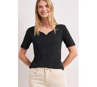 Kurzarmshirt STREET ONE "Style Ada", Damen, Gr. 46, schwarz, Jersey, Obermaterial: 50% Baumwolle, 50% Modal. Futter: 100% Baumwolle, unifarben, normal hüftbedeckend, herzförmiger Ausschnitt, Shirts, S