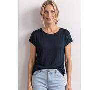 Street One Frauen Dropped Shoulder Shirt mit Rundhals in Blau, Gr: 46