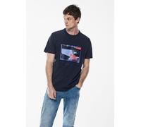 Street One MEN Männer Slub T-Shirt mit Print in Blau, Gr: L